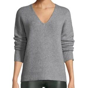 Theory Cashmere Relaxed V-Neck Pullover Sweater, Grey - Womens Small/XS (P)